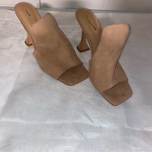 Summertime suede open toe heels